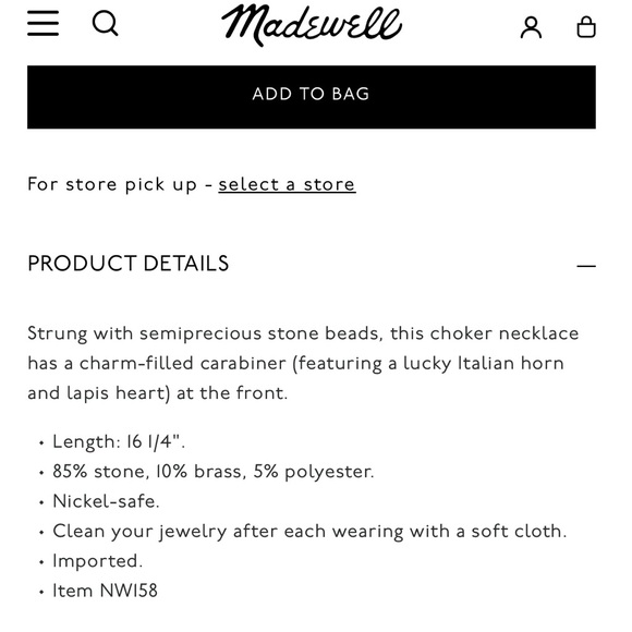 NEW Madewell Semiprecious Beaded Carabiner Charm Necklace - Picture 5 of 5